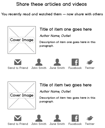 Wireframe of potential sharing email for Pocket app